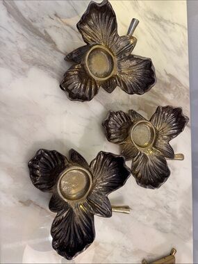 Diamond ValeFloral- Orchid Metal Candle Holders in Dark Bronze with Gold Accents
